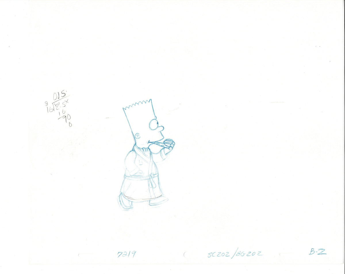 The Simpsons Bart as Hugh Hefner Production Cel Drawing Original Animation 1993 Fox DD-003