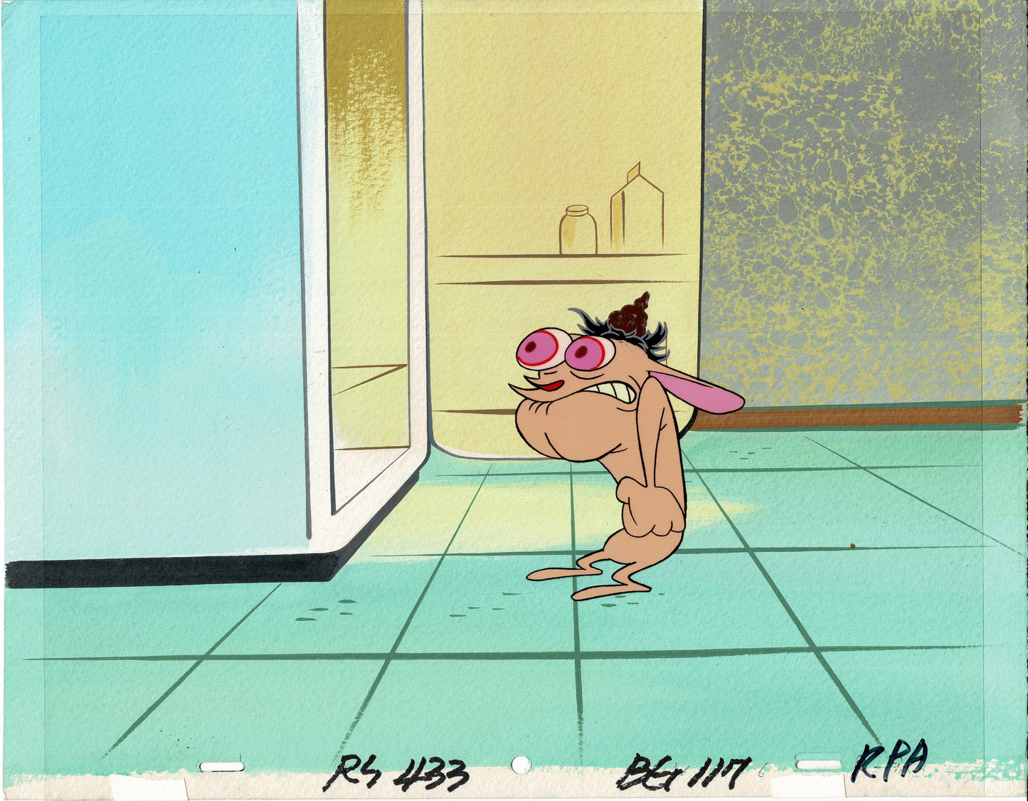 Ren and Stimpy Animation Cel + Background OBG MASTER SETUP Nickelodeon 1995 fr