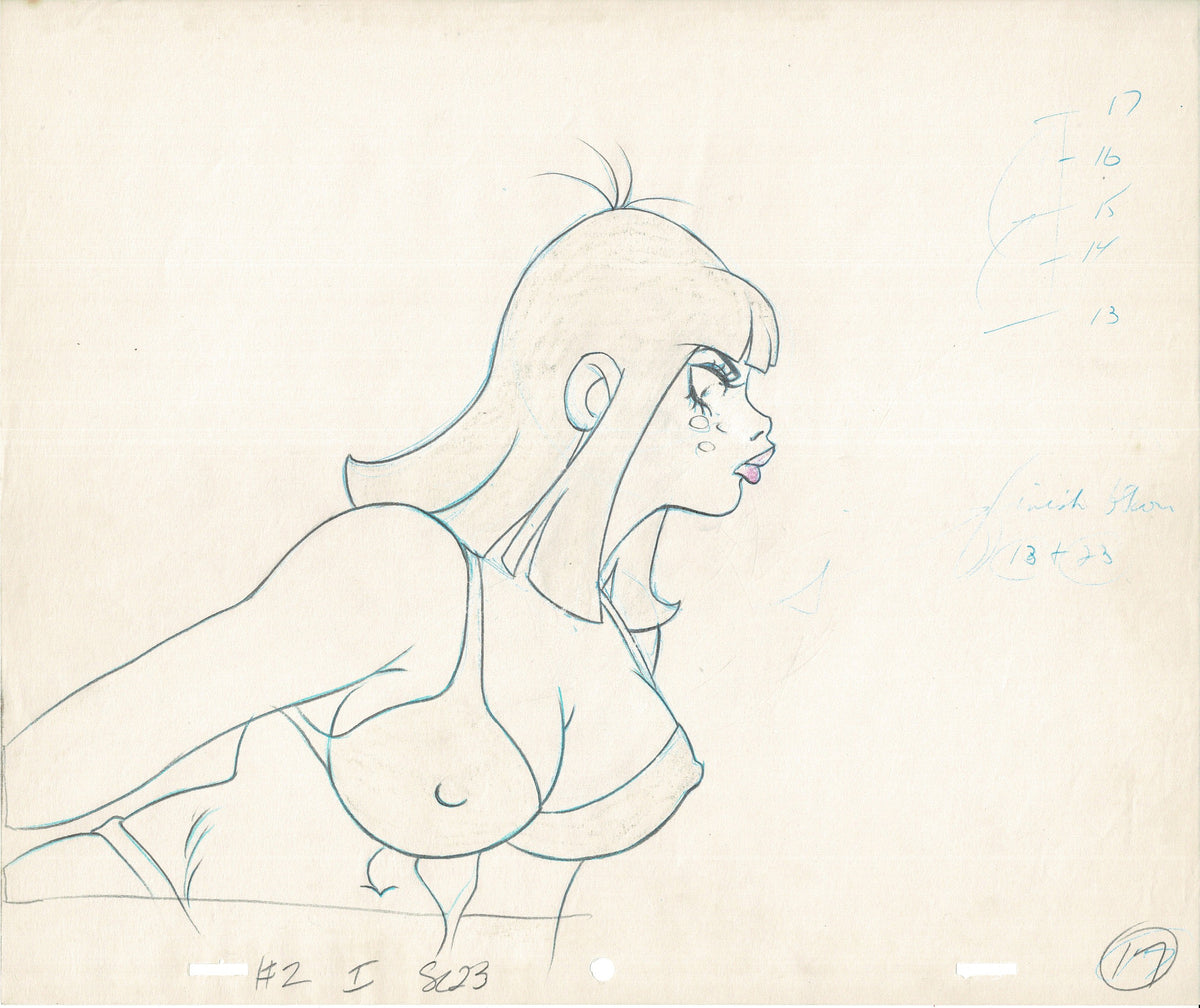 Hey Good Lookin Ralph Bakshi 1973-82 Production Animation Cel and Key Drawing R17