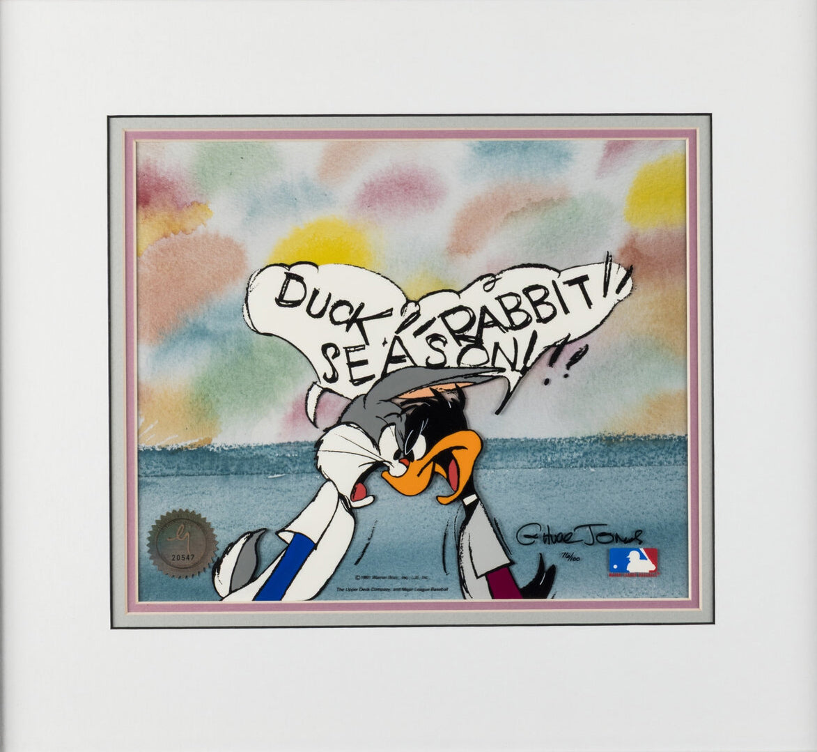 Chuck Jones SIGNED Bugs Bunny and Daffy Duck MLB Baseball Limited Edition Cel Looney Tunes Warner Brothers 1991 OH