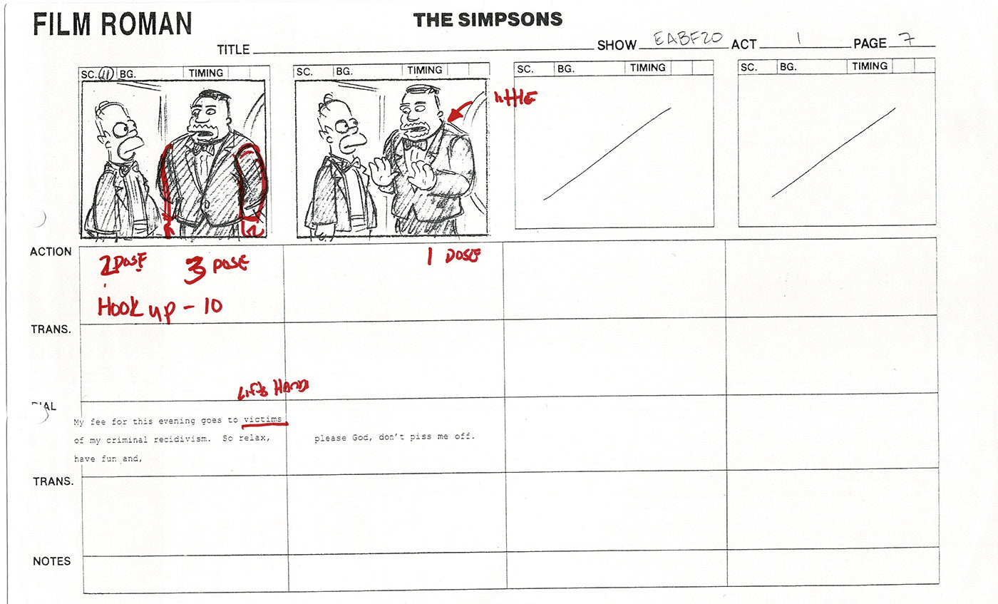 The Simpsons Production Animation Storyboard Copy Fox 2003 CS-02