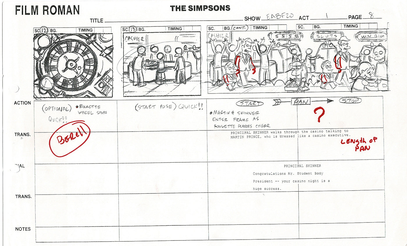 The Simpsons Production Animation Storyboard Copy Fox 2003 CS-03