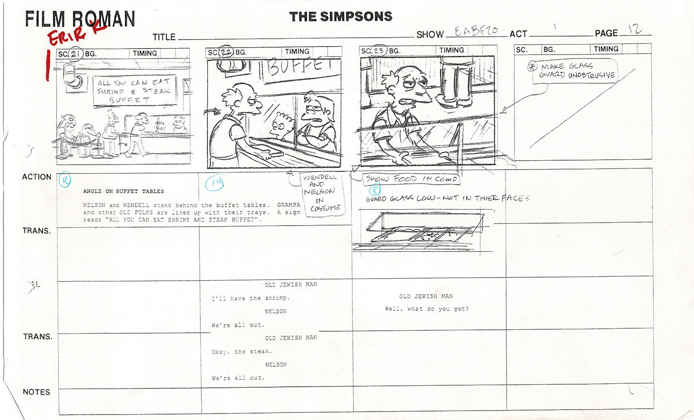 The Simpsons Production Animation Storyboard Copy Fox 2003 CS-07