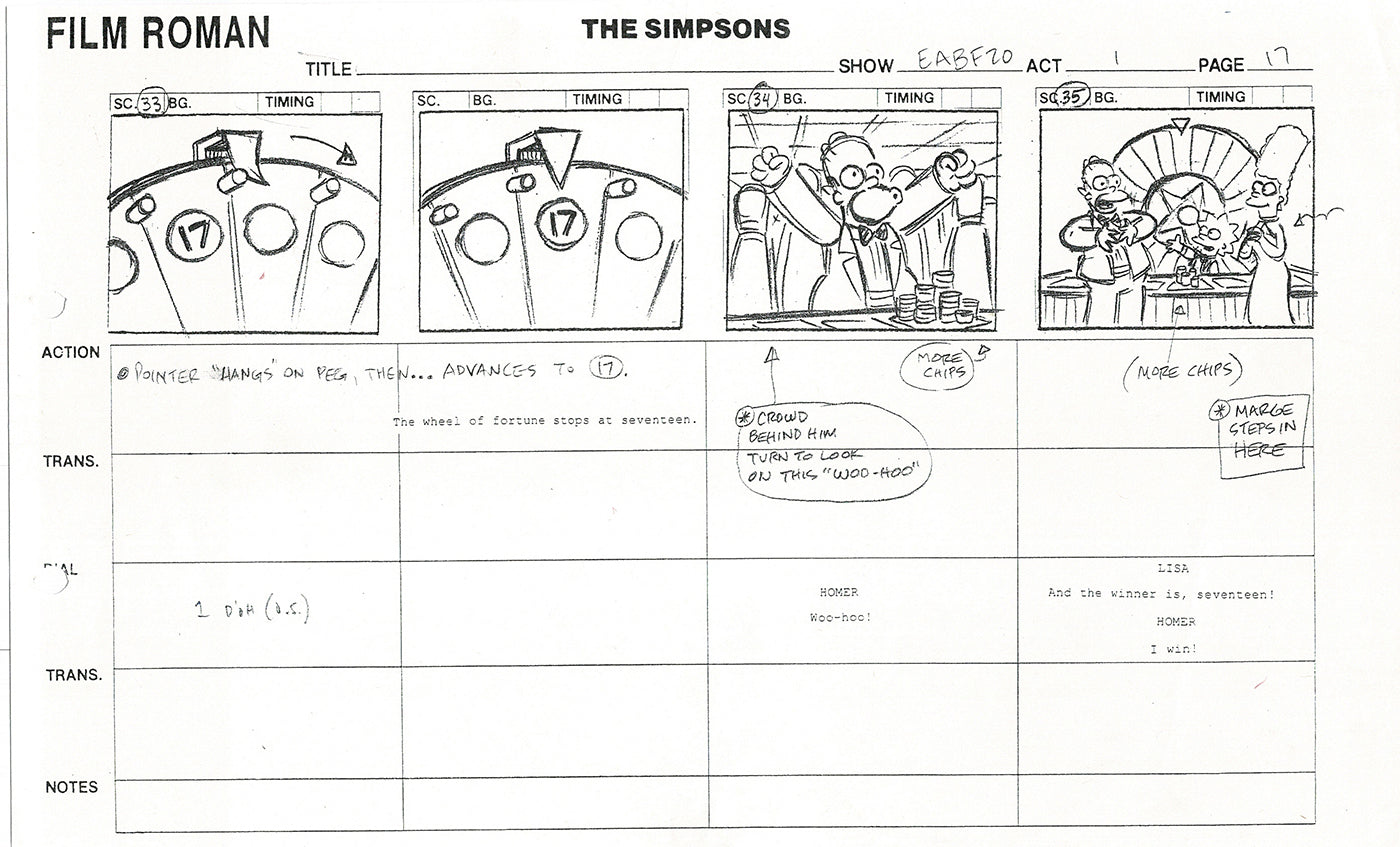 The Simpsons Production Animation Storyboard Copy Fox 2003 CS-12