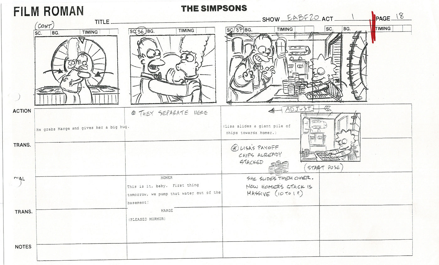 The Simpsons Production Animation Storyboard Copy Fox 2003 CS-13