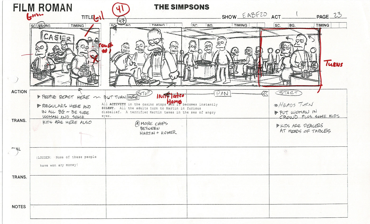 The Simpsons Production Animation Storyboard Copy Fox 2003 CS-18