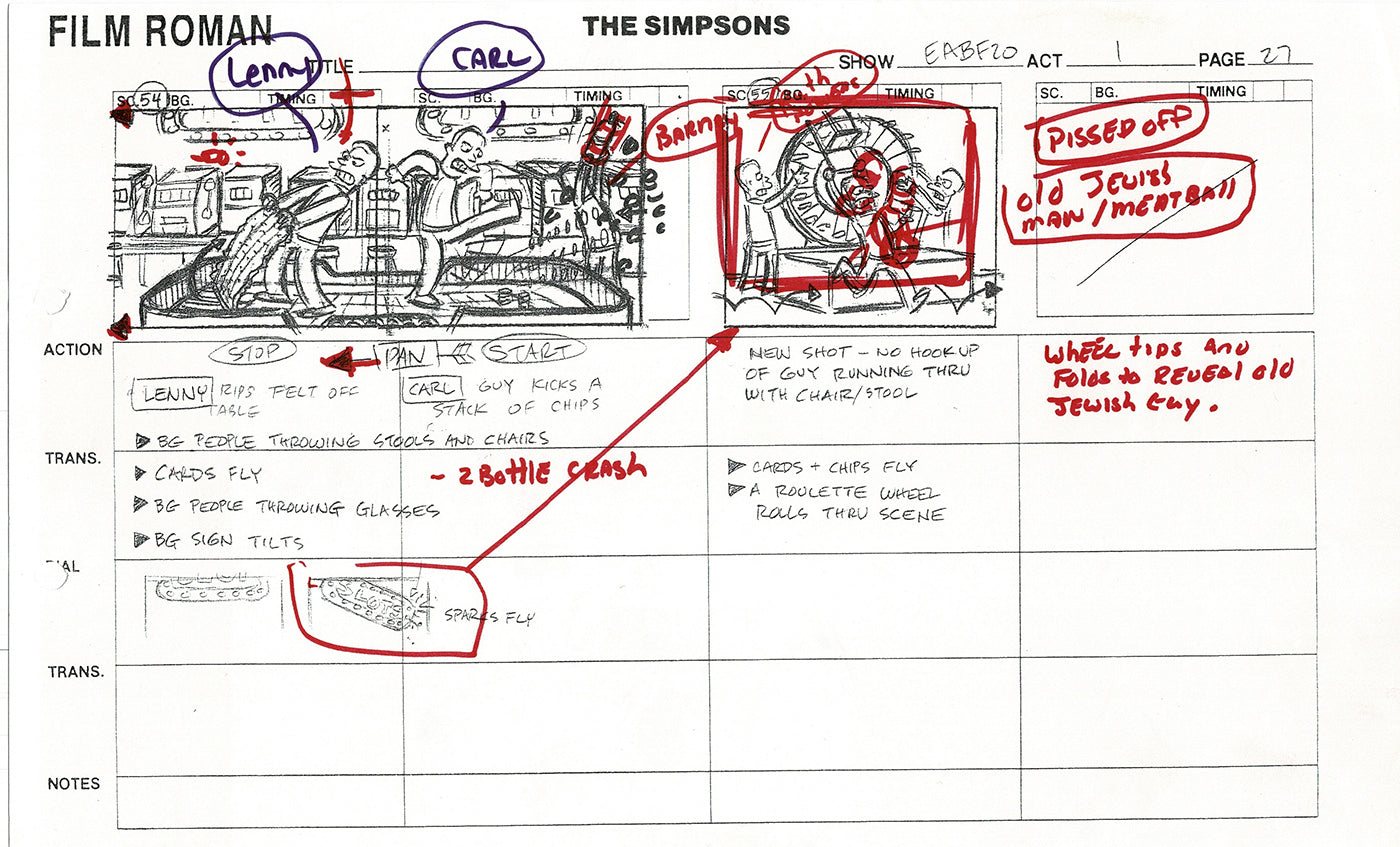 The Simpsons Production Animation Storyboard Copy Fox 2003 CS-22