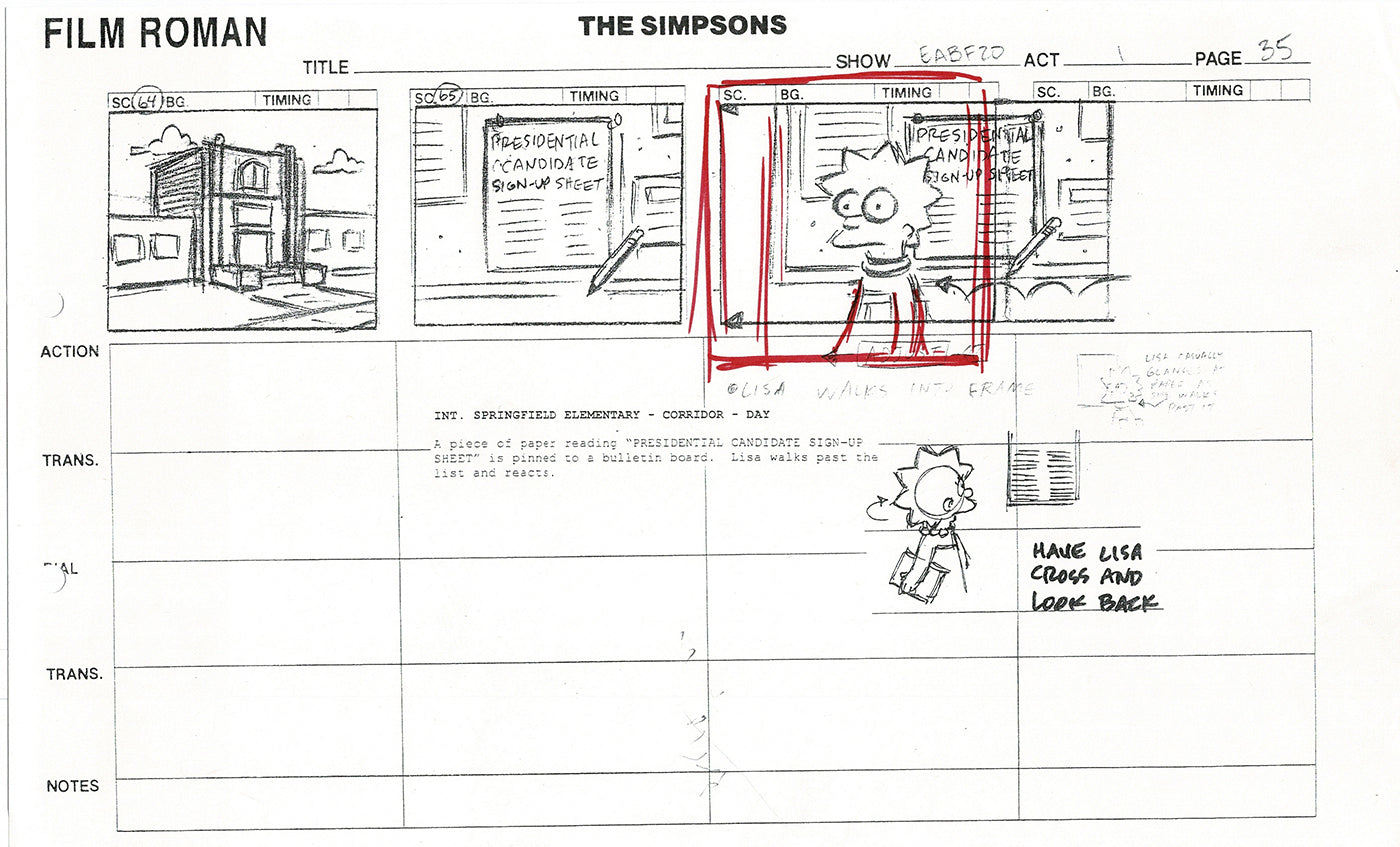 The Simpsons Production Animation Storyboard Copy Fox 2003 CS-30
