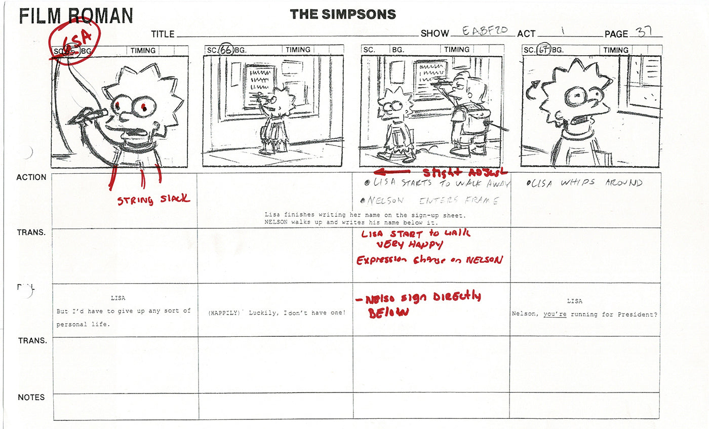 The Simpsons Production Animation Storyboard Copy Fox 2003 CS-32