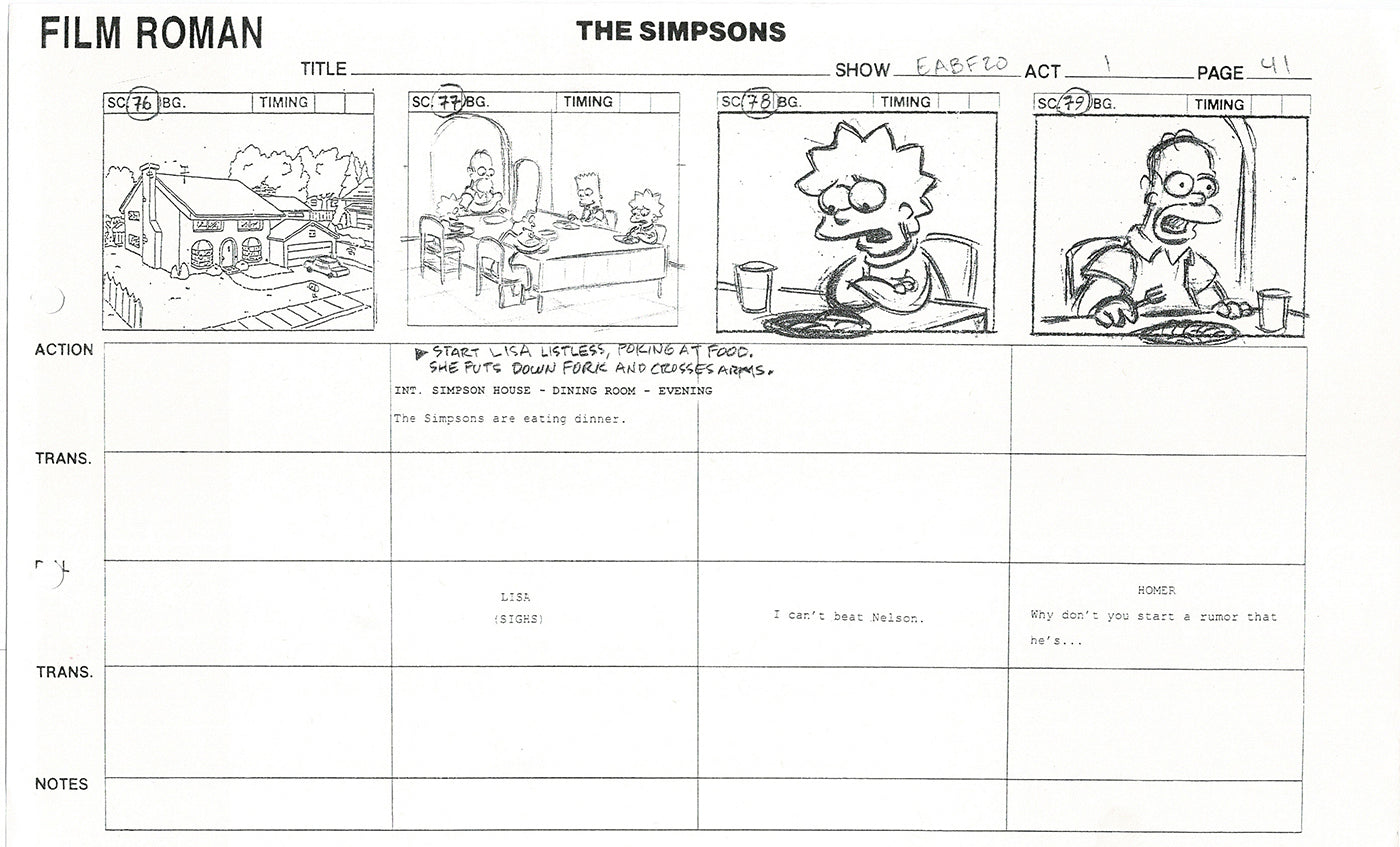 The Simpsons Production Animation Storyboard Copy Fox 2003 CS-36