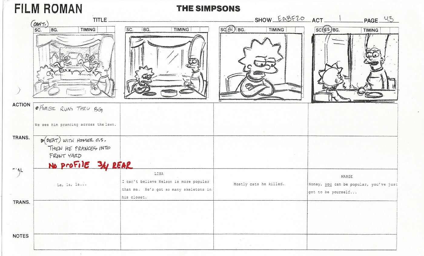 The Simpsons Production Animation Storyboard Copy Fox 2003 CS-38
