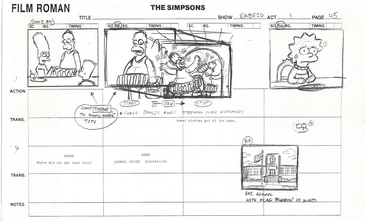 The Simpsons Production Animation Storyboard Copy Fox 2003 CS-40