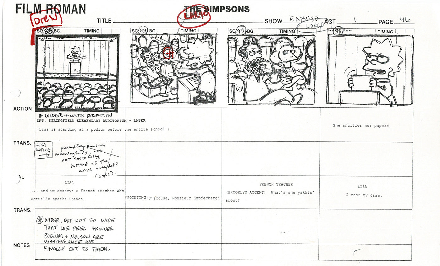 The Simpsons Production Animation Storyboard Copy Fox 2003 CS-41