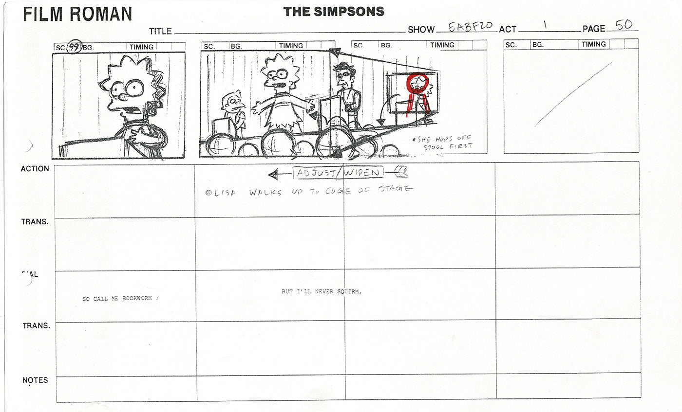 The Simpsons Production Animation Storyboard Copy Fox 2003 CS-45