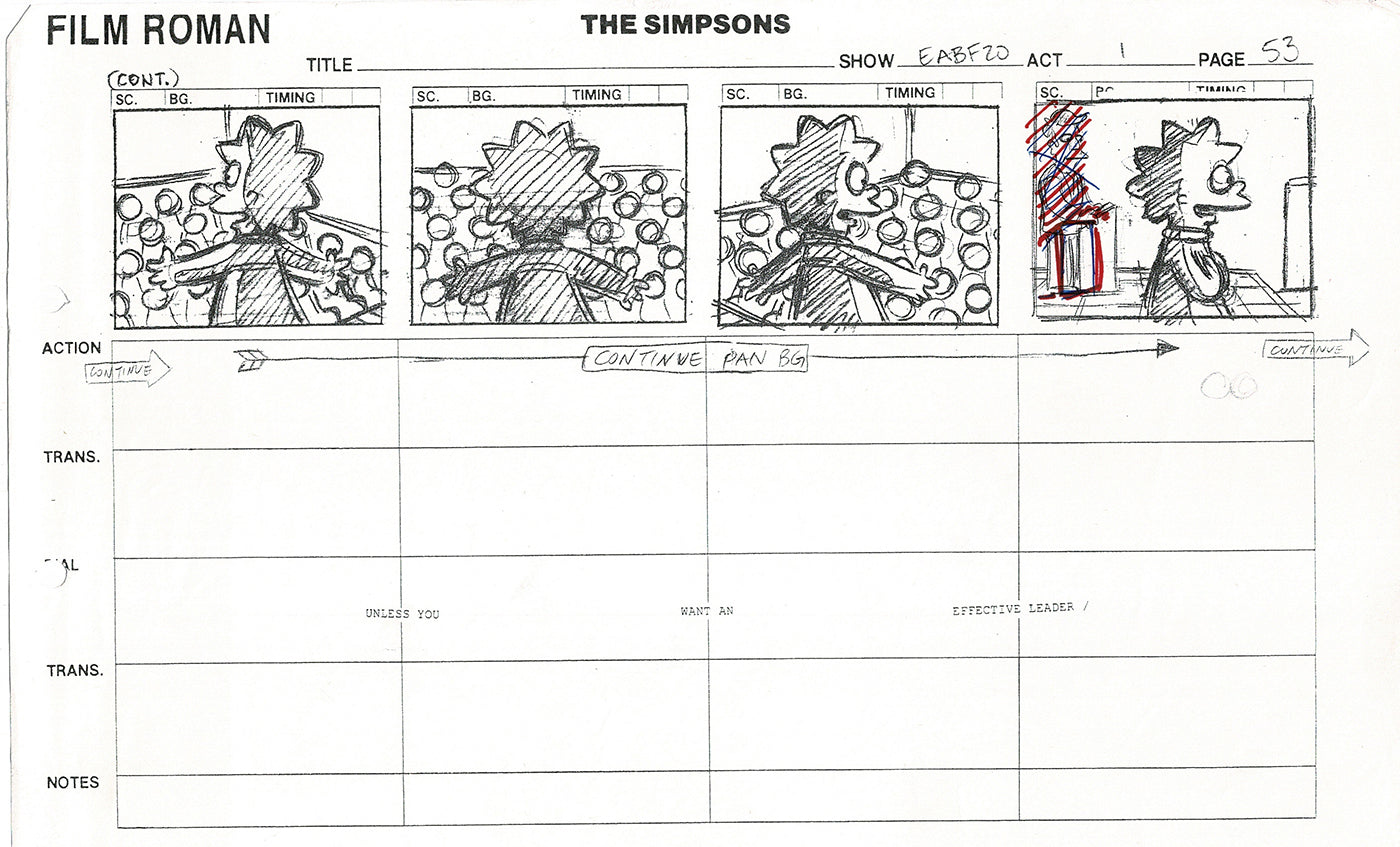 The Simpsons Production Animation Storyboard Copy Fox 2003 CS-48