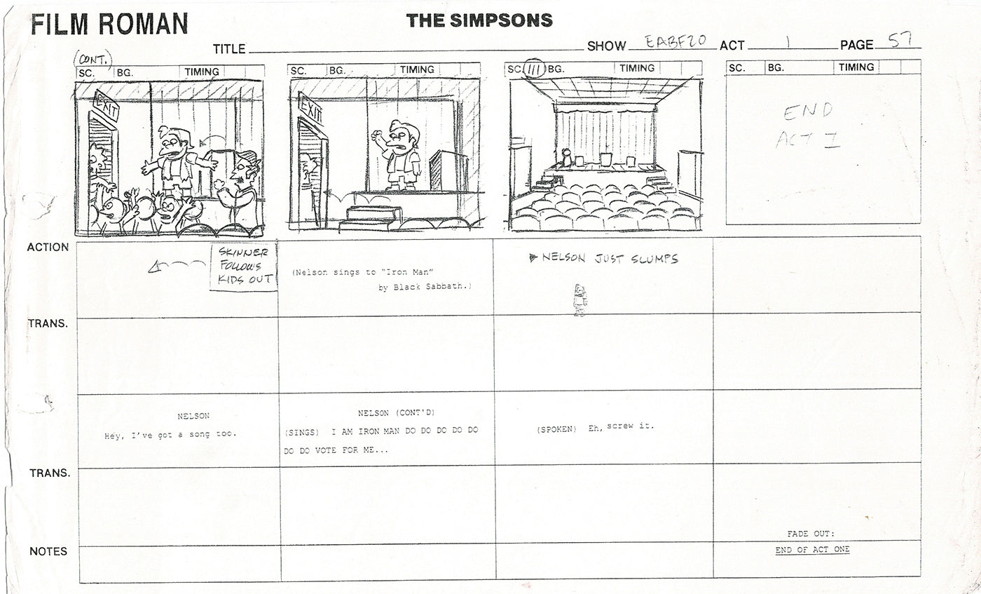 The Simpsons Production Animation Storyboard Copy Fox 2003 CS-52