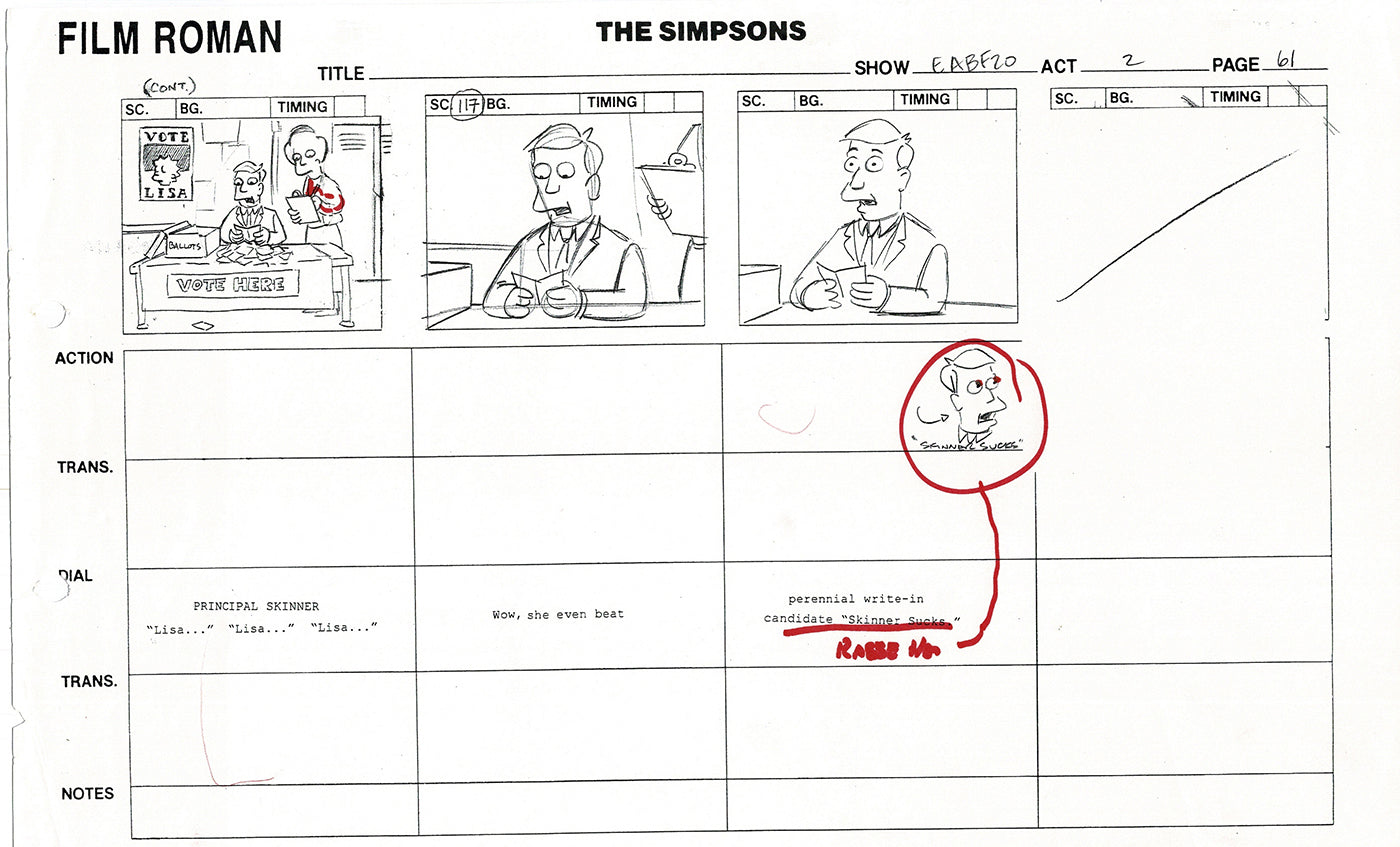 The Simpsons Production Animation Storyboard Copy Fox 2003 DS-02