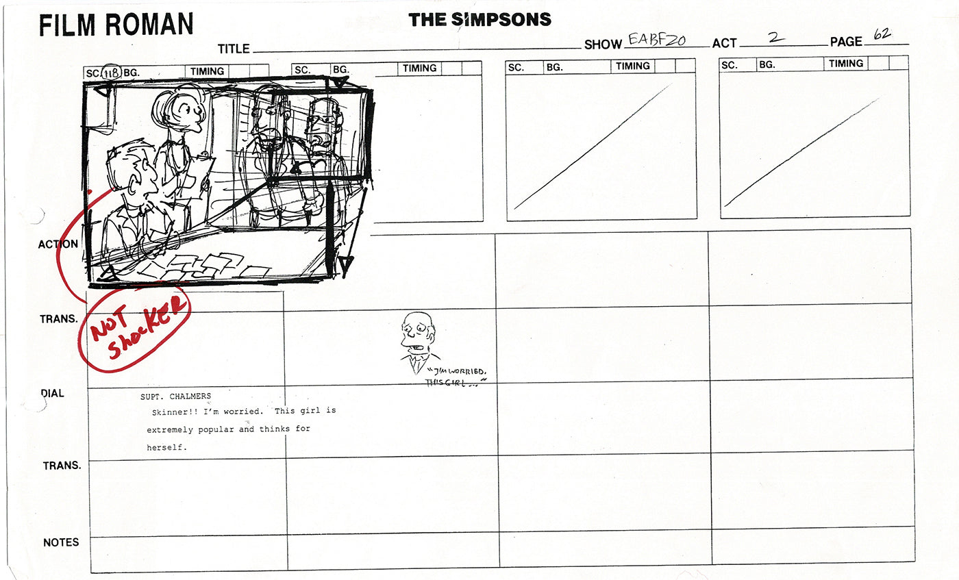 The Simpsons Production Animation Storyboard Copy Fox 2003 DS-03