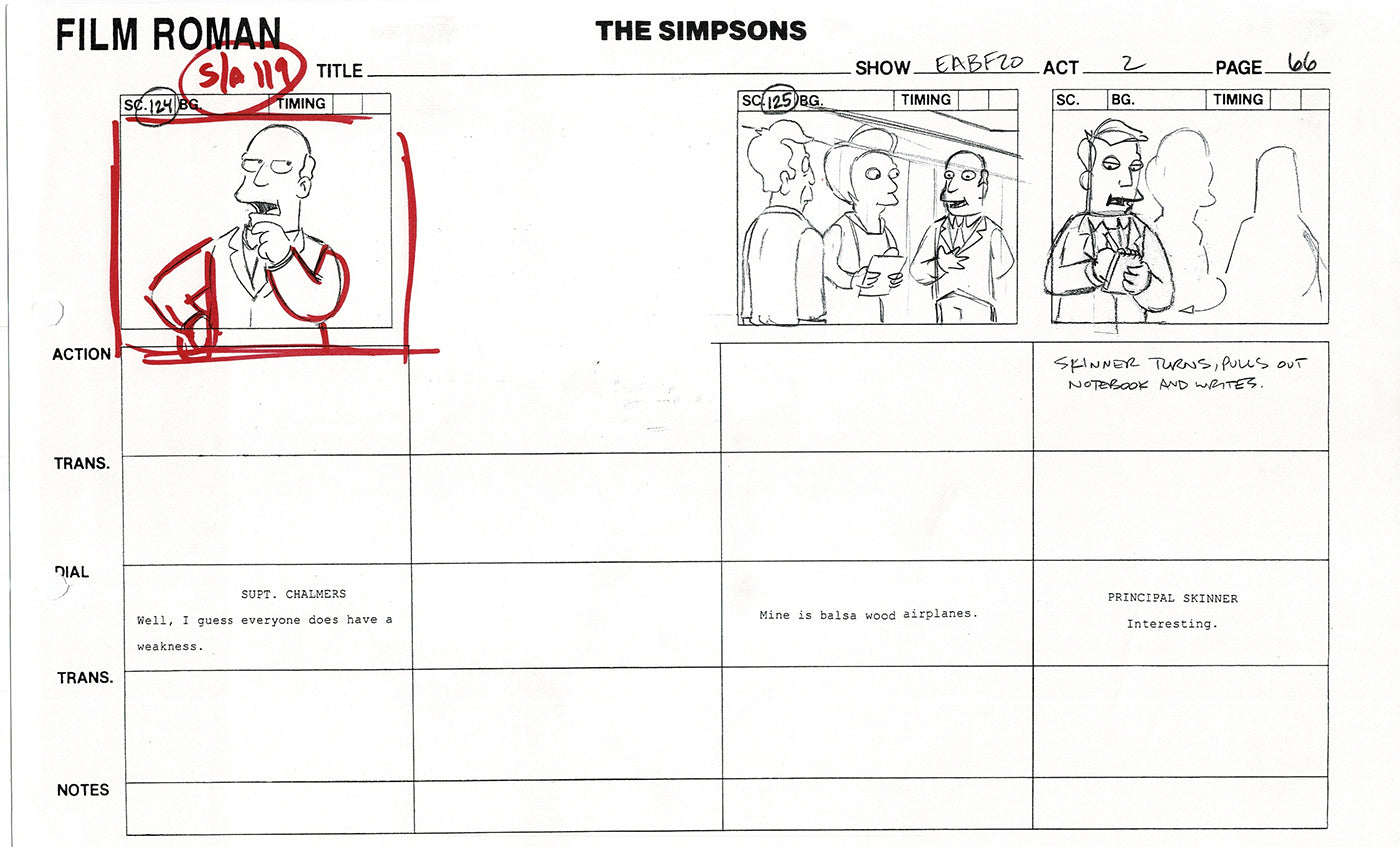 The Simpsons Production Animation Storyboard Copy Fox 2003 DS-07