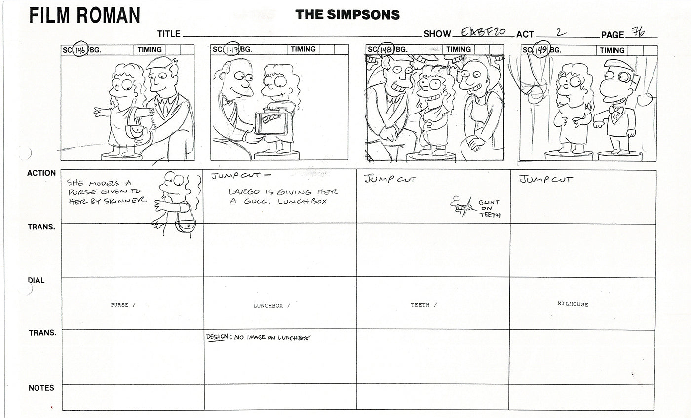 The Simpsons Production Animation Storyboard Copy Fox 2003 DS-09