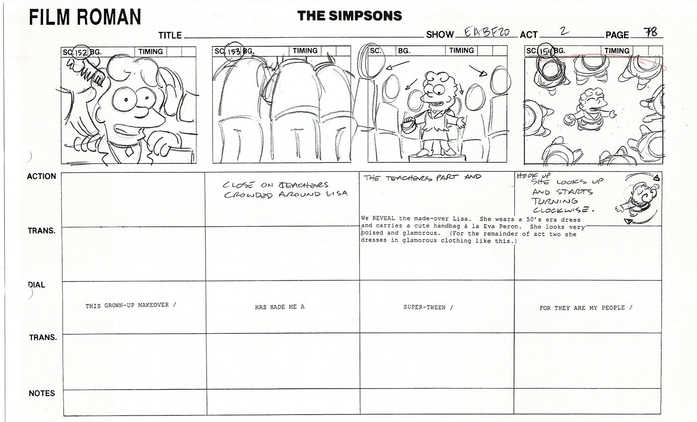 The Simpsons Production Animation Storyboard Copy Fox 2003 DS-11