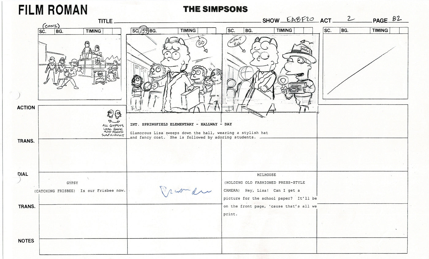 The Simpsons Production Animation Storyboard Copy Fox 2003 DS-15