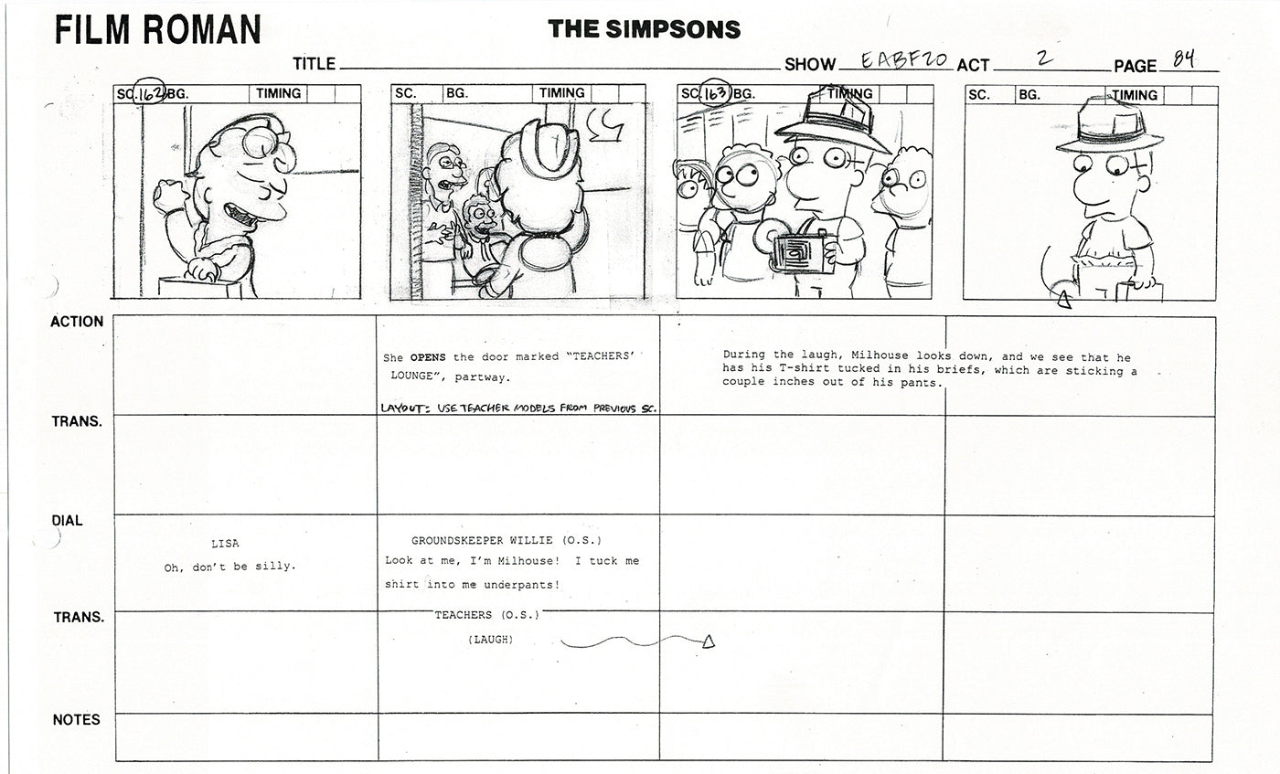 The Simpsons Production Animation Storyboard Copy Fox 2003 DS-17