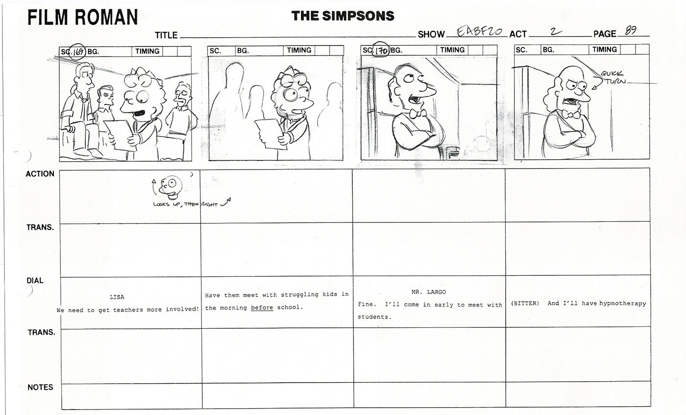 The Simpsons Production Animation Storyboard Copy Fox 2003 DS-22