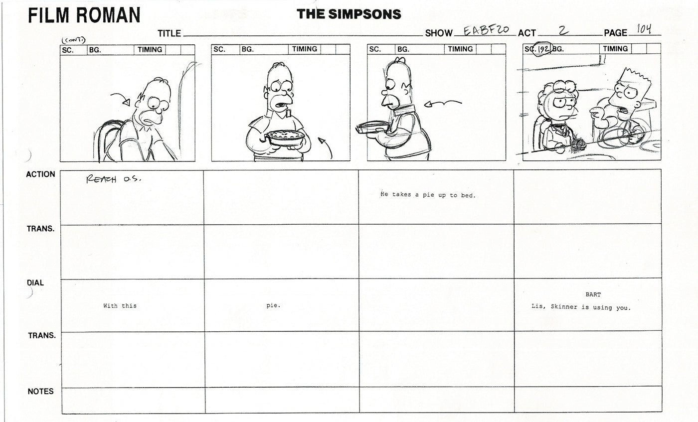 The Simpsons Production Animation Storyboard Copy Fox 2003 DS-31