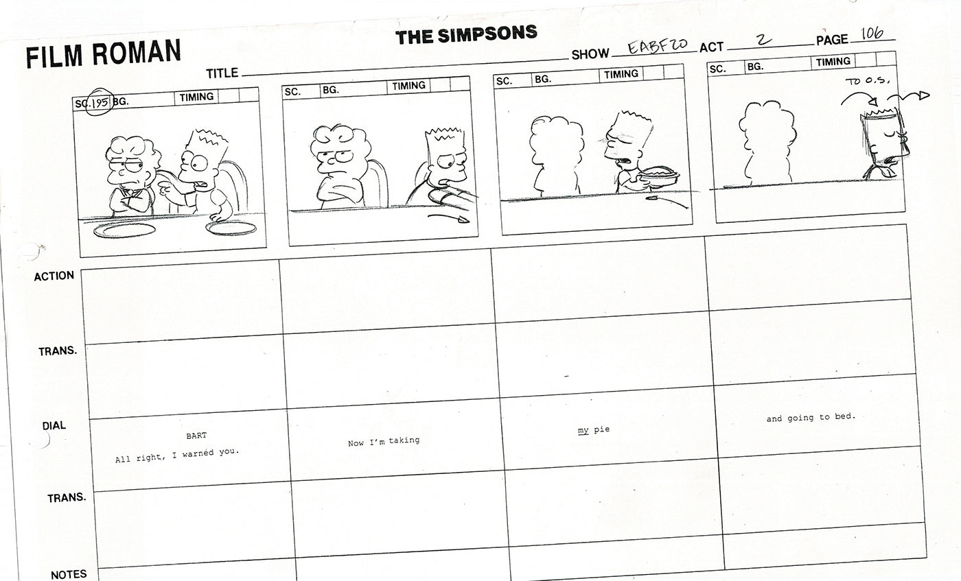 The Simpsons Production Animation Storyboard Copy Fox 2003 DS-33