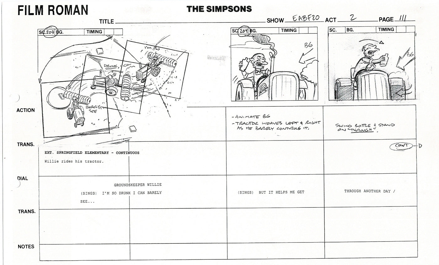 The Simpsons Production Animation Storyboard Copy Fox 2003 DS-38