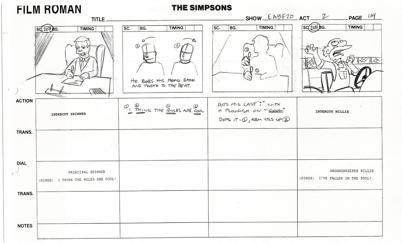 The Simpsons Production Animation Storyboard Copy Fox 2003 DS-41