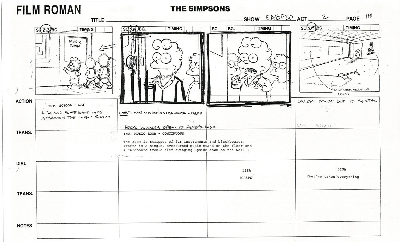 The Simpsons Production Animation Storyboard Copy Fox 2003 DS-45