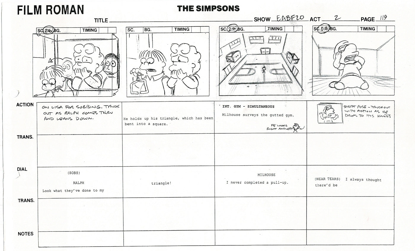 The Simpsons Production Animation Storyboard Copy Fox 2003 DS-46
