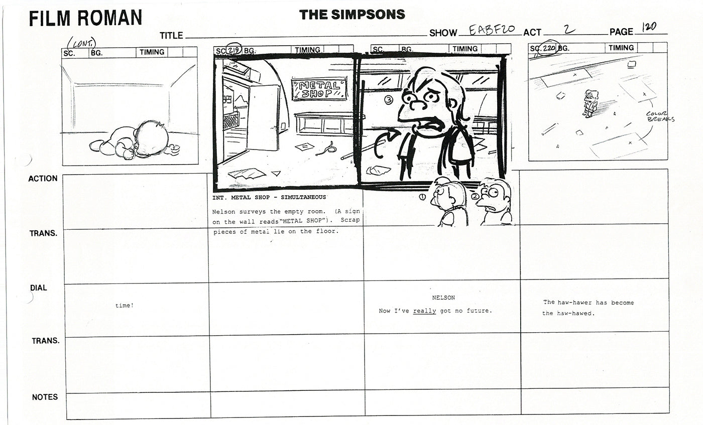 The Simpsons Production Animation Storyboard Copy Fox 2003 DS-47