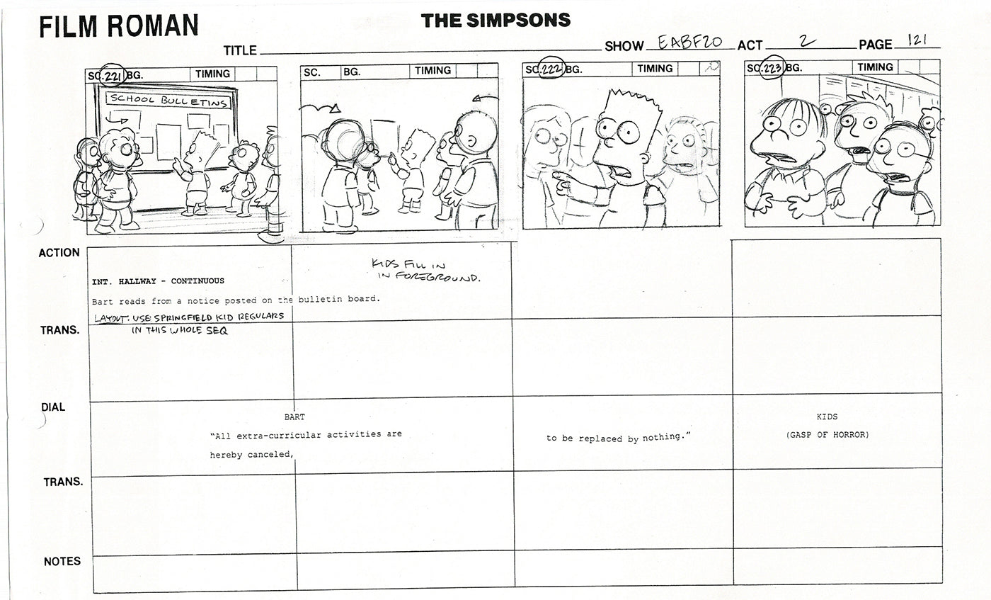 The Simpsons Production Animation Storyboard Copy Fox 2003 DS-48