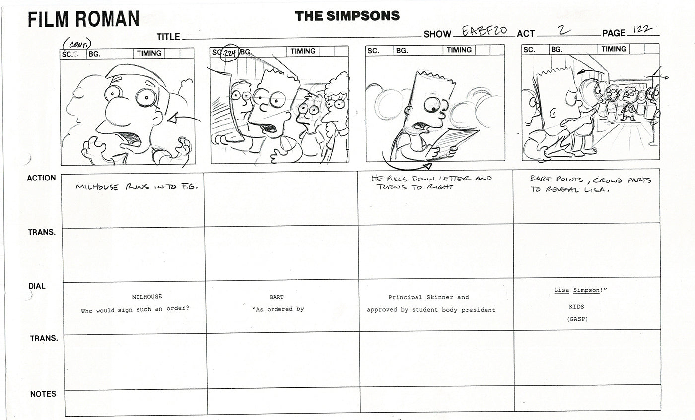 The Simpsons Production Animation Storyboard Copy Fox 2003 DS-49