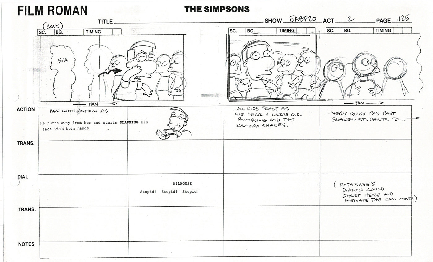 The Simpsons Production Animation Storyboard Copy Fox 2003 DS-52