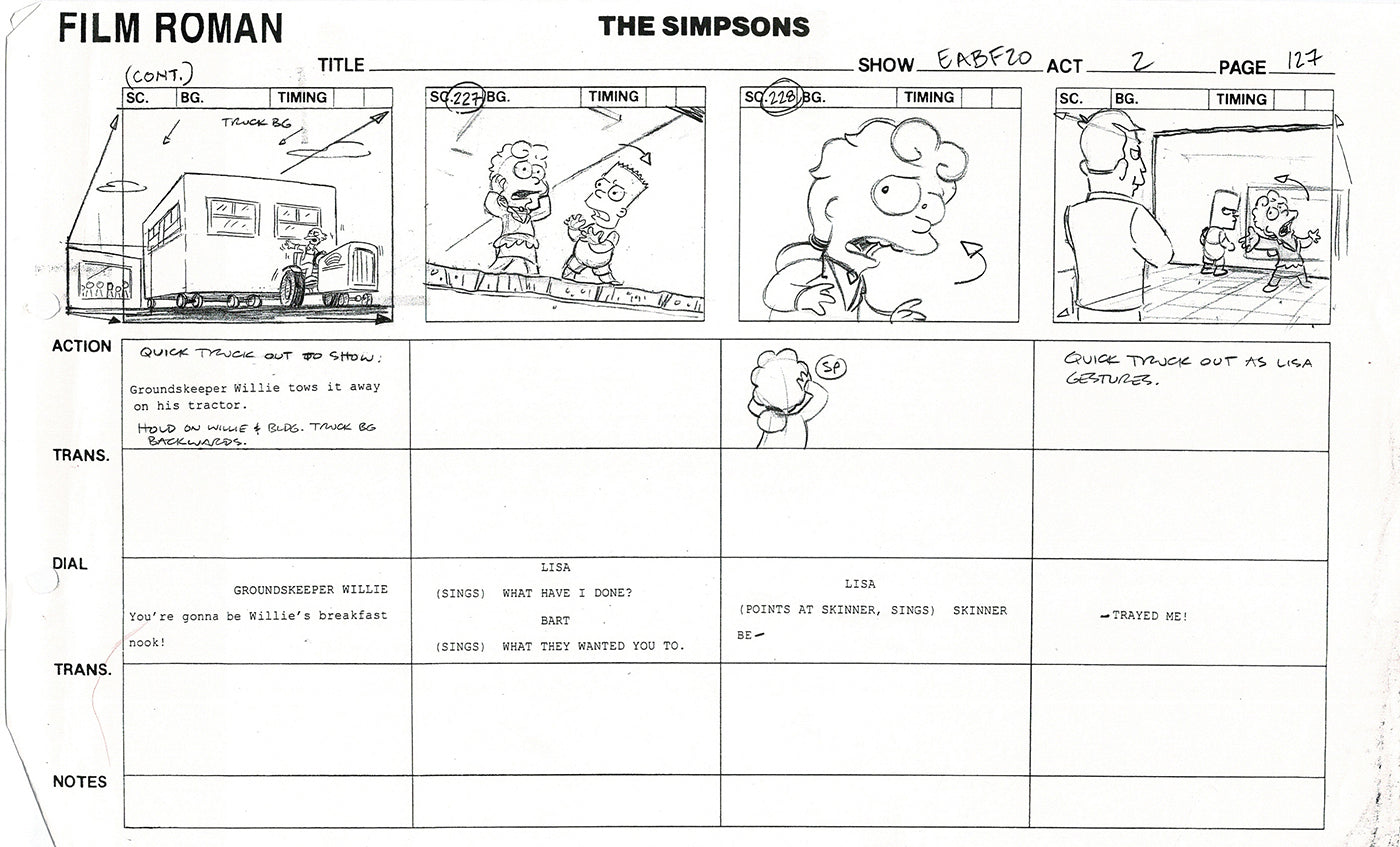 The Simpsons Production Animation Storyboard Copy Fox 2003 DS-54