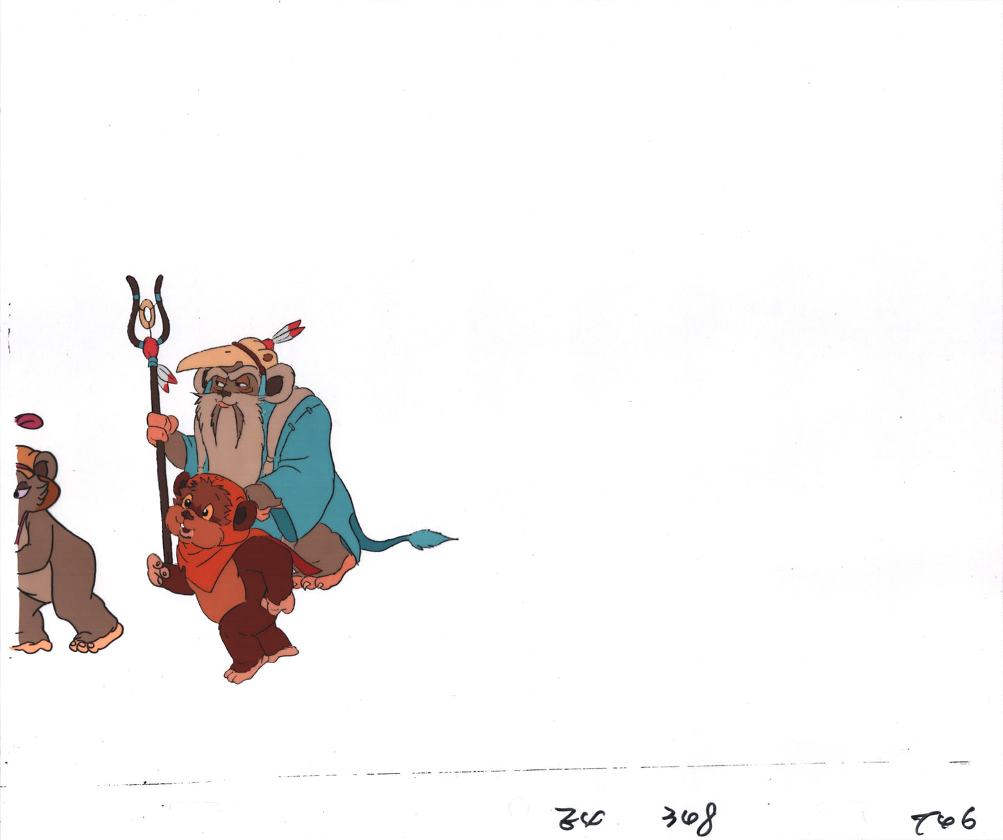 Star Wars: Ewoks Original Production Animation Cel and Drawing from Lucasfilm D-T66