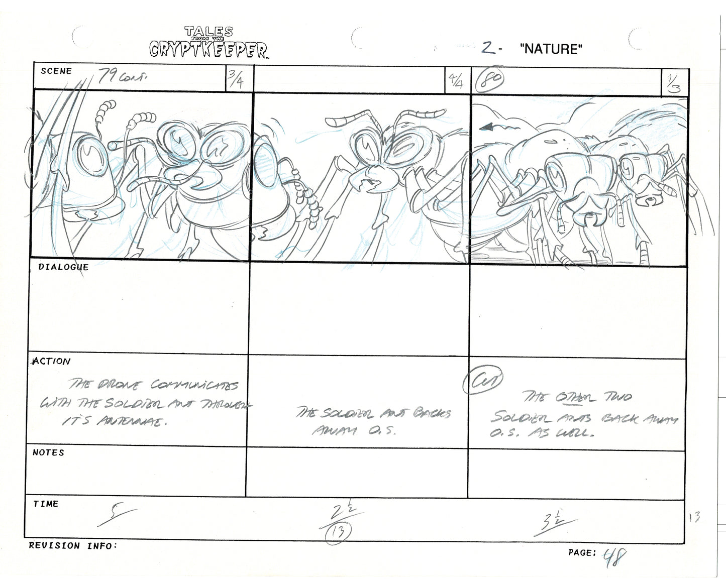 Tales From The Cryptkeeper 2 LOT Hand-Drawn Storyboards Nelvana 1993 B048-049