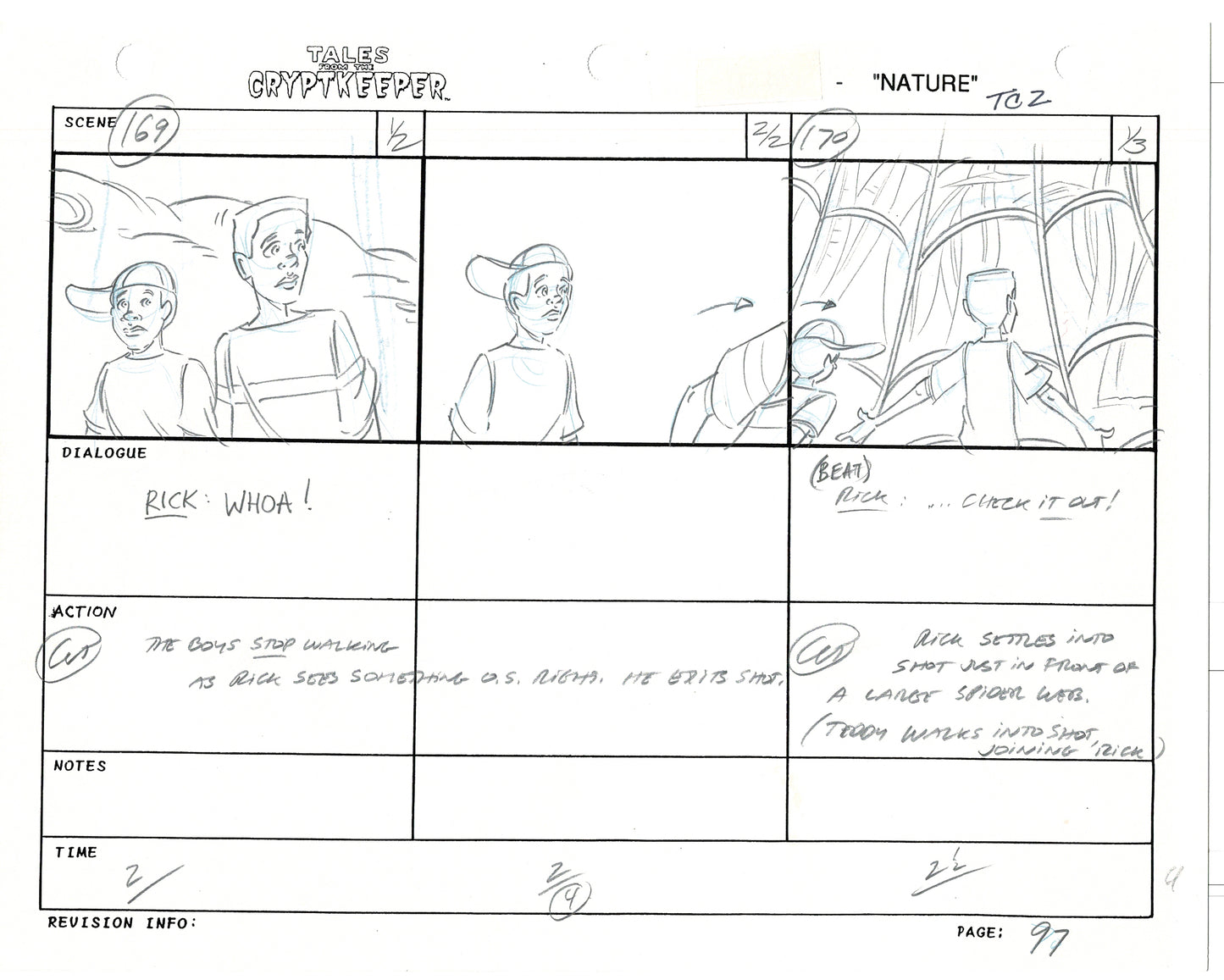 Tales From The Cryptkeeper 2 LOT Hand-Drawn Storyboards Nelvana 1993 C096-097