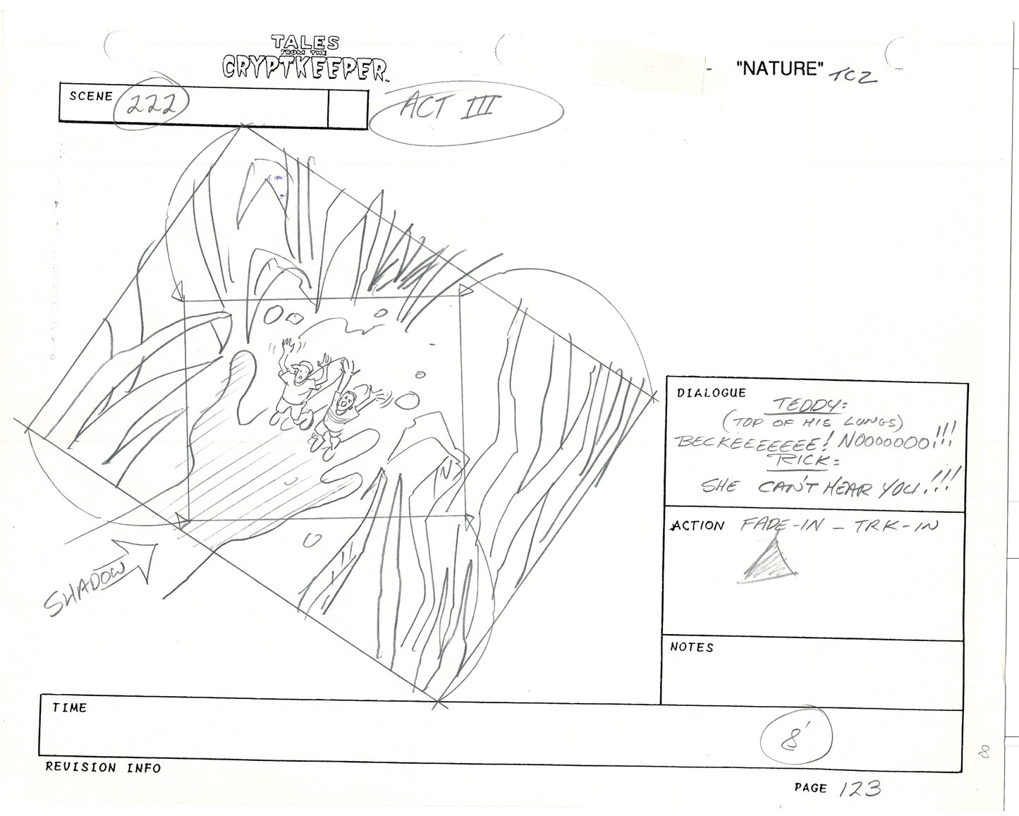 Tales From The Cryptkeeper 2 LOT Hand-Drawn Storyboards Nelvana 1993 D116-117