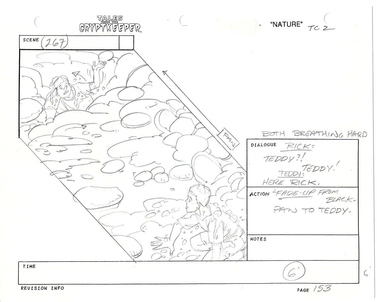 Tales From The Cryptkeeper 2 LOT Hand-Drawn Storyboards Nelvana 1993 E146-147