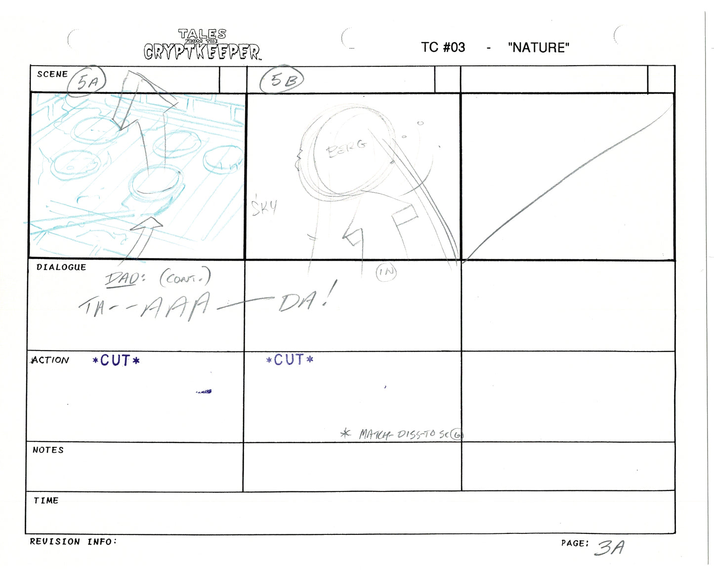 Tales From The Cryptkeeper 2 LOT Hand-Drawn Storyboards Nelvana 1993 E172-173