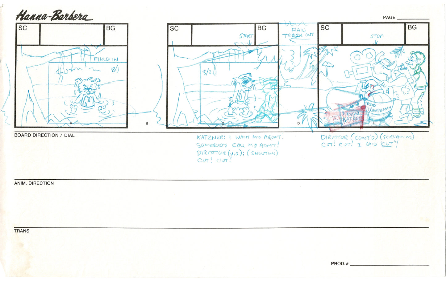 Tom & Jerry Kids Storyboard Hand-drawn Animation Hanna Barbera Babet 1992 S8-016