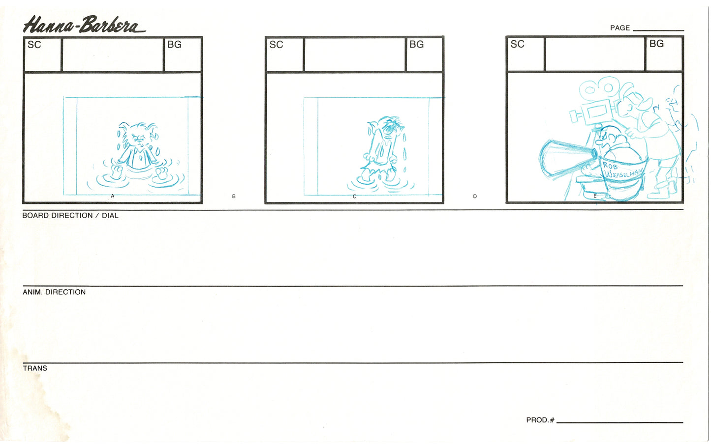 Tom & Jerry Kids Storyboard Hand-drawn Animation Hanna Barbera Babet 1992 S8-017