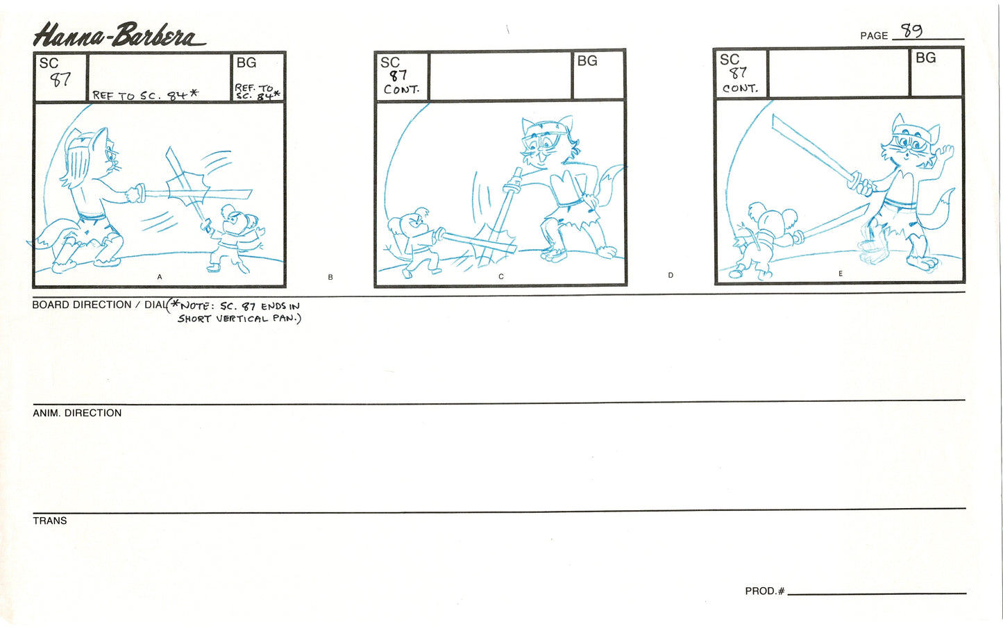 Tom & Jerry Kids Storyboard Hand-drawn Animation Hanna Barbera Babet 1992 S8-026