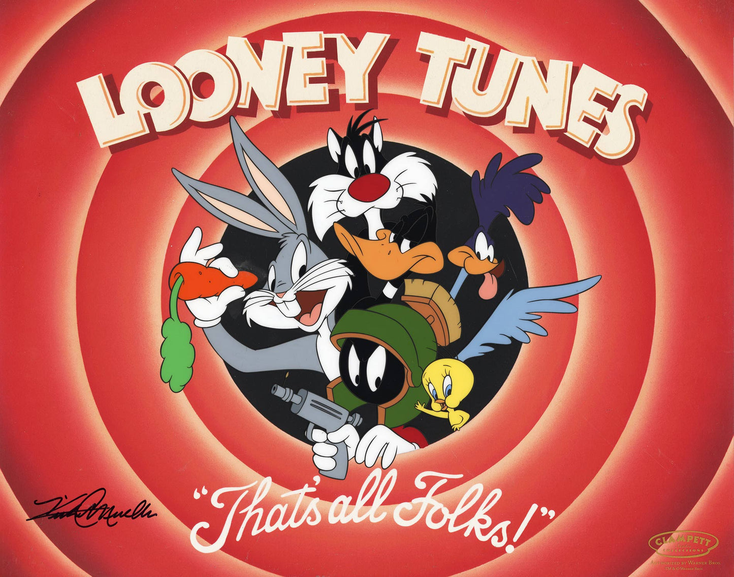 Looney Tunes Warner Brothers Limited Edition Animation Cel of 50 Signed by Kirk Mueller "That's All Folks"
