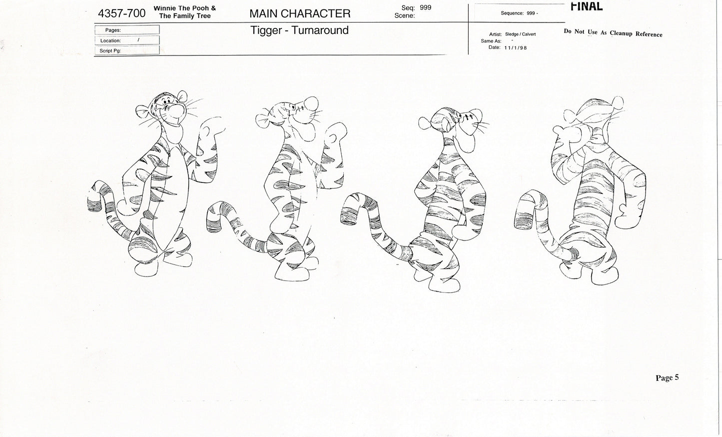 Tigger Movie Winnie the Pooh Disney Production Model COPY Animator Estate TM01